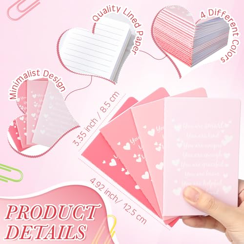 YooNotee 24 Set Valentines Mini Notebooks with Ballpoint Pens Set Employee Appreciation Gifts Small Pocket Notepad Gradual Color Composition Journals and Pens for Teacher Nurse Office Supplies - Image 2