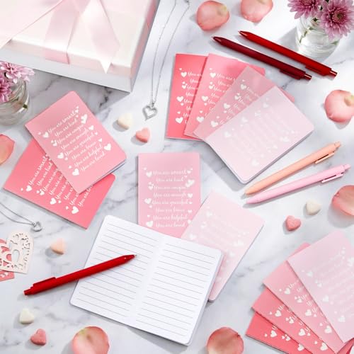 YooNotee 24 Set Valentines Mini Notebooks with Ballpoint Pens Set Employee Appreciation Gifts Small Pocket Notepad Gradual Color Composition Journals and Pens for Teacher Nurse Office Supplies - Image 4