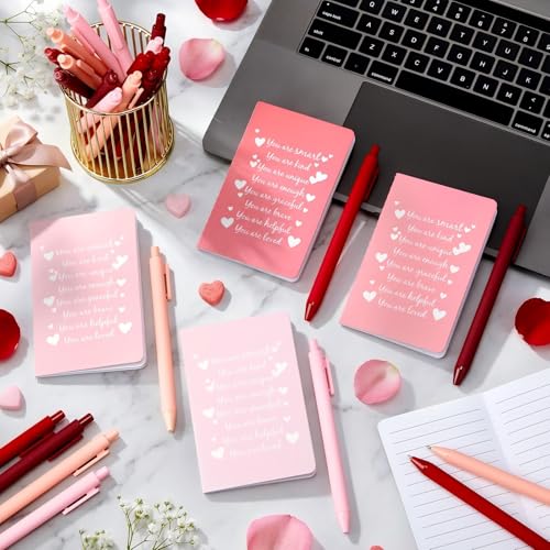 YooNotee 24 Set Valentines Mini Notebooks with Ballpoint Pens Set Employee Appreciation Gifts Small Pocket Notepad Gradual Color Composition Journals and Pens for Teacher Nurse Office Supplies - Image 5
