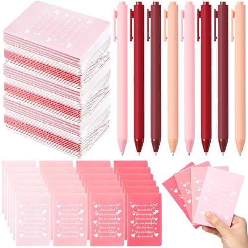 YooNotee 24 Set Valentines Mini Notebooks with Ballpoint Pens Set Employee Appreciation Gifts Small Pocket Notepad Gradual Color Composition Journals and Pens for Teacher Nurse Office Supplies - Image 1