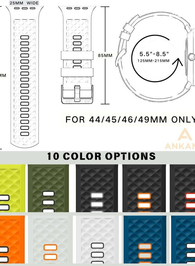 Ankang Sport Band for Apple Watch: Silicone Bands for Apple Watch Series 4 5 6 7 8 9 10 SE Ultra 49mm 42mm 44mm 45mm - Breathable Rubber Sports Strap for Workout - Women Men - m/l Black Grey - Image 4