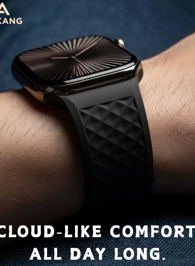 Ankang Sport Band for Apple Watch: Silicone Bands for Apple Watch Series 4 5 6 7 8 9 10 SE Ultra 49mm 42mm 44mm 45mm - Breathable Rubber Sports Strap for Workout - Women Men - m/l Black Grey - Image 5