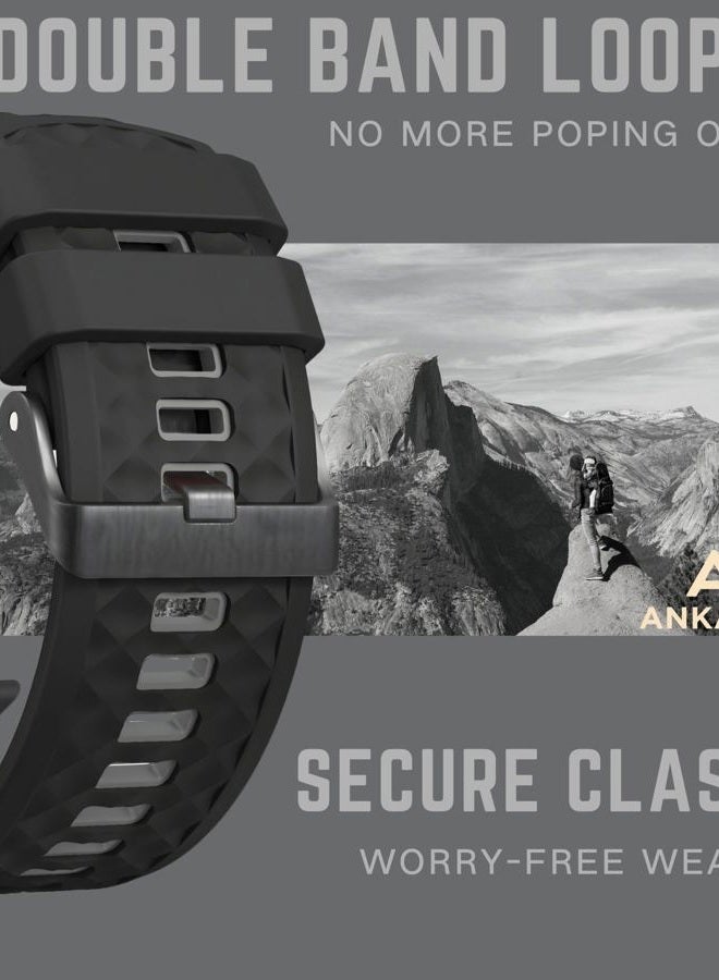 Ankang Sport Band for Apple Watch: Silicone Bands for Apple Watch Series 4 5 6 7 8 9 10 SE Ultra 49mm 42mm 44mm 45mm - Breathable Rubber Sports Strap for Workout - Women Men - m/l Black Grey - Image 2