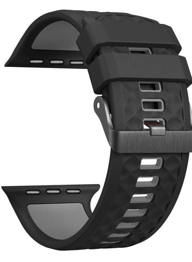 Ankang Sport Band for Apple Watch: Silicone Bands for Apple Watch Series 4 5 6 7 8 9 10 SE Ultra 49mm 42mm 44mm 45mm - Breathable Rubber Sports Strap for Workout - Women Men - m/l Black Grey - Image 1