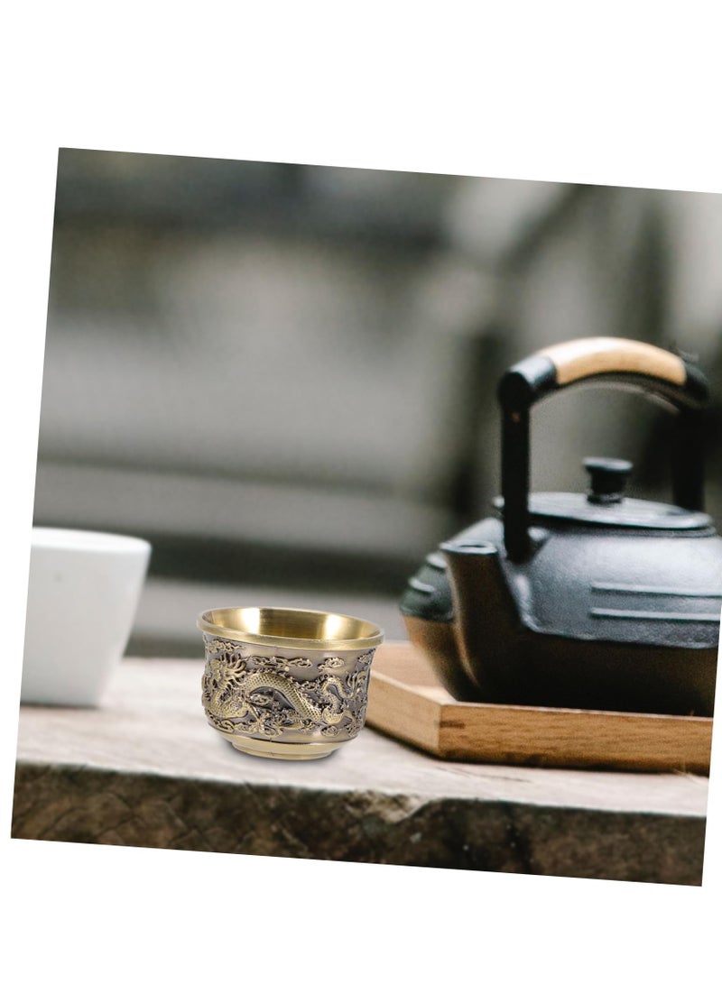 Excefore Chinese Tea Set Kung Fu Tea Set 2 Pieces Dragon And Phoenix Cup Kung Fu Teacups Chinese Copper Tea Cup Mug Vintage Home Decor Alloy Drink Cup For Adults Tea Sets For Men Women Ceremony Gifts - Image 5