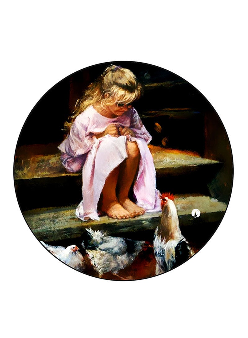 RKN Vintage Art Printed Mouse Pad Round  Multicolour