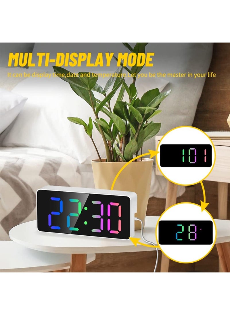 MVM Enterprise - MVM Enterprise Alarm Clock Digital Clock with LED Temperature Display Digital Alarm Clock with Colour Fonts Dimmable Snooze Function Memory Battery for Bedroom Decor - Image 1