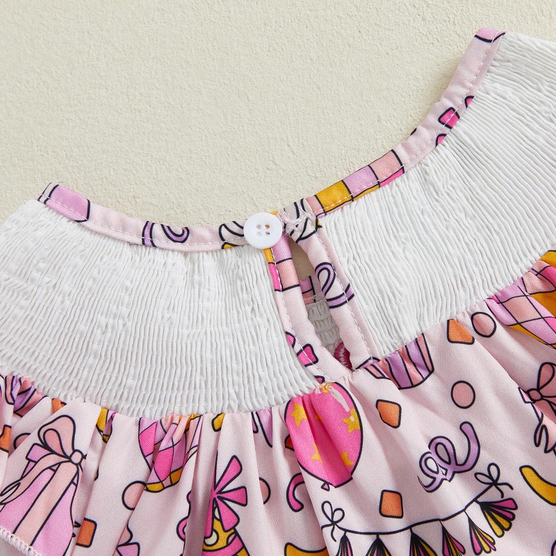 Socutebabe First 2nd 3rd 4th 5th Birthday Outfit Girl Smocked Birthday Dress Toddler Birthday Outfits for Girls (Bow Pink, 2-3 Years) - Image 5