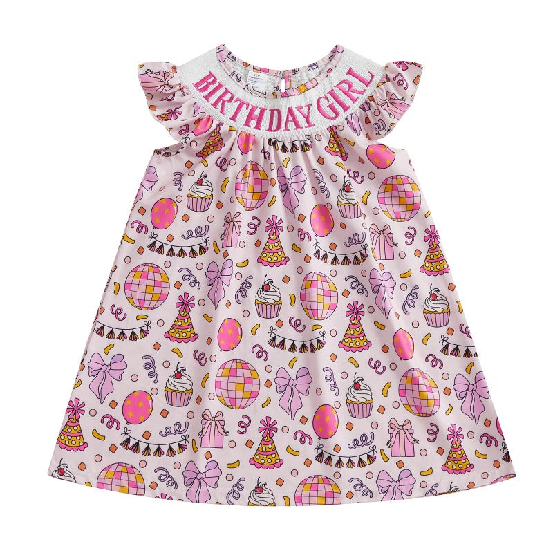 Socutebabe First 2nd 3rd 4th 5th Birthday Outfit Girl Smocked Birthday Dress Toddler Birthday Outfits for Girls (Bow Pink, 2-3 Years) - Image 1