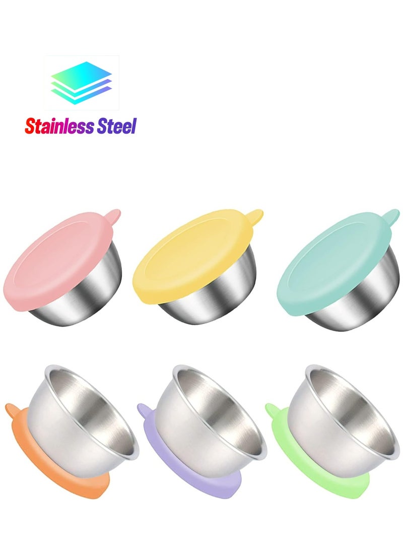 Oasisgalore 6-Pack Salad Dressing Containers, 1.6 oz Reusable Stainless Steel Sauce Cups with Leakproof Silicone Lids.  - Image 1