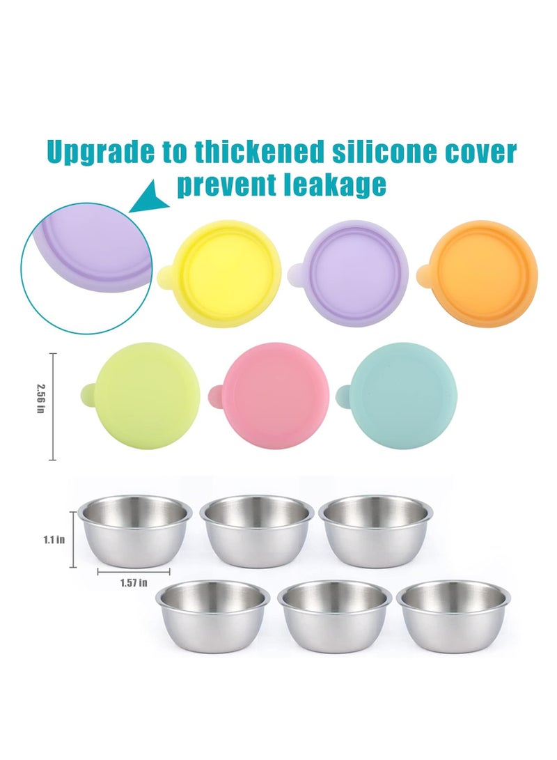 Oasisgalore 6-Pack Salad Dressing Containers, 1.6 oz Reusable Stainless Steel Sauce Cups with Leakproof Silicone Lids.  - Image 2