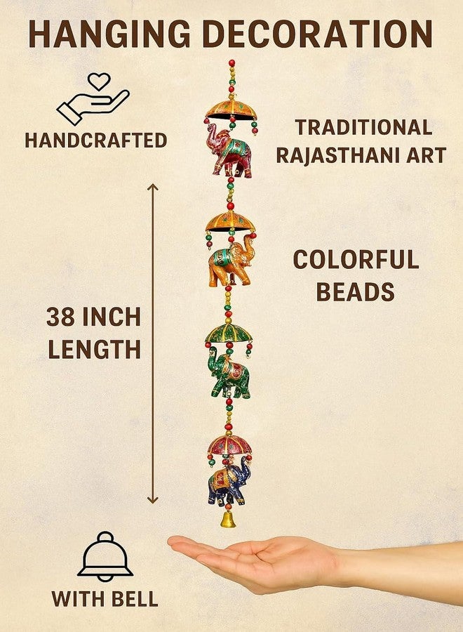 CDM Handcrafted Rajasthani Wall Hanging | Ethnic Decorative Hanging with Beads & Bell | Home Decor for Door, Wall (2) - Image 3
