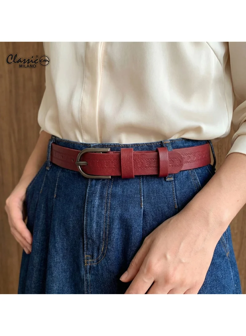 Classic Milano Classic Milano Women's Belt with Gift Box; Faux Leather Ladies Belt for Dresses, Jeans & Gowns; Stylish Womens Belt; Adjustable Girls Belt; Belt for Women | Full Length: 110 CM (Free Size - Fits up to the waist of 40 Inches / 100 CM)