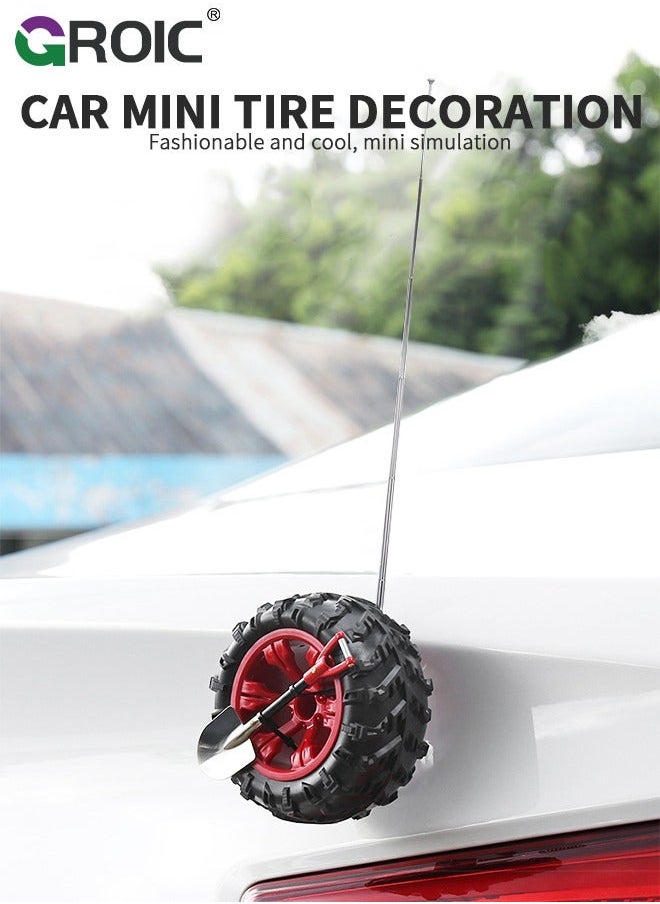 GROIC 3D Car Roof Decoration, Funny Bumper Decoration Small Spare Tire Trunk Mini Antenna Off-Road Creative Exterior Supplies Cool  - Image 2