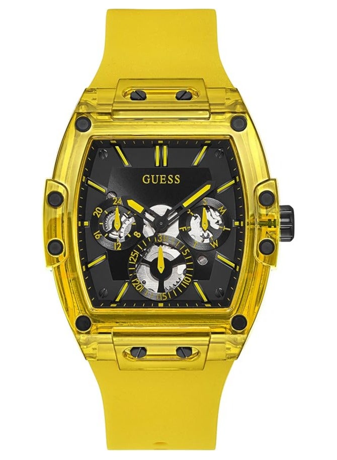 GUESS Men's Trend Casual Tonneau Diamond 43mm Watch – Black Dial Stainless Steel Case & Bracelet - Image 1