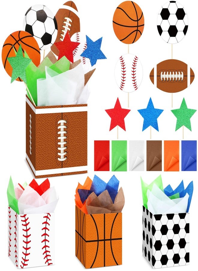 تاوباري مجموعة تاوباري المكونة من 12 قطعة لتزيين حفلات أعياد الميلاد ذات الطابع الرياضي، تتضمن صناديق، وزينة مركزية لطاولات حفلات كرة القدم، وعصي، وزينة طاولات على شكل كرة السلة والبيسبول مع فتحات للكرات، بالإضافة إلى لوازم حفلات استقبال المولود الجديد. - Image 1