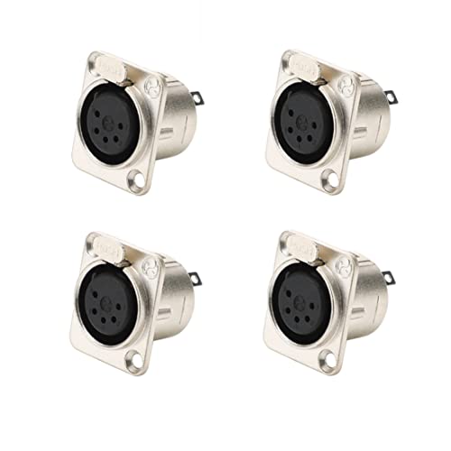 GDQLCNXB XLR Female Jack 5 Pin Panel Mount Jacks XLR Female Socket Connector 4Pcs - Image 1