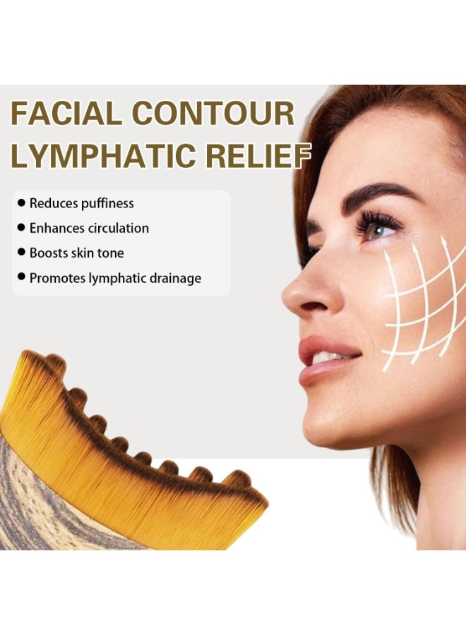 2 Pcs Face Sculpting Brush, Lymphatic Massager for Jawline Contour and Puffiness Reduction, Ergonomic Dry Brushing Tool for Women - Image 4