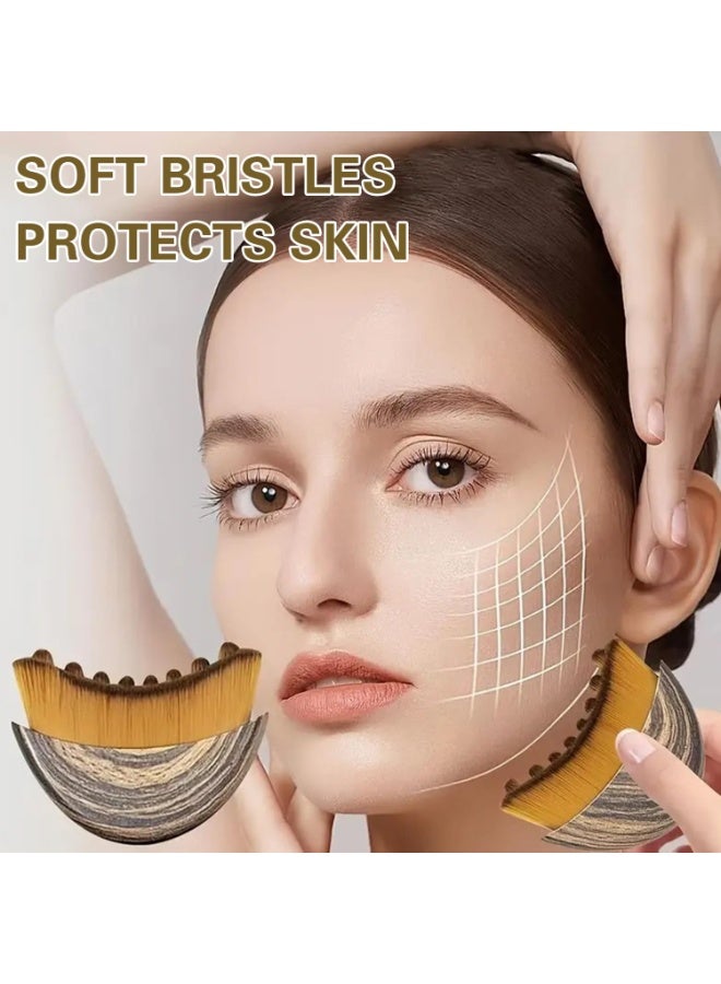2 Pcs Face Sculpting Brush, Lymphatic Massager for Jawline Contour and Puffiness Reduction, Ergonomic Dry Brushing Tool for Women - Image 2