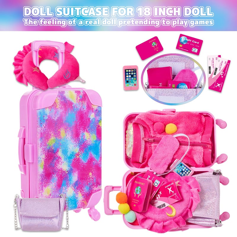 K. T. Fancy K.T. Fancy 18 Inch American Doll Clothes and Accessories  Doll Travel Suitcase Playset for Girls  Cute Travel Doll Clothes for 18 Inch Girl Doll(Not Include Doll & Shoes) (Sequin Fireworks) - Image 4