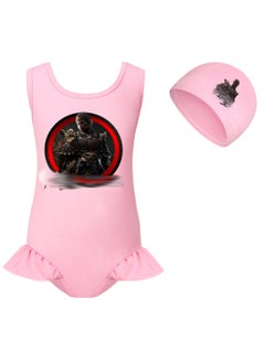 MQD Black Myth Goku Girls' One Piece Swimsuit And Cap Set 