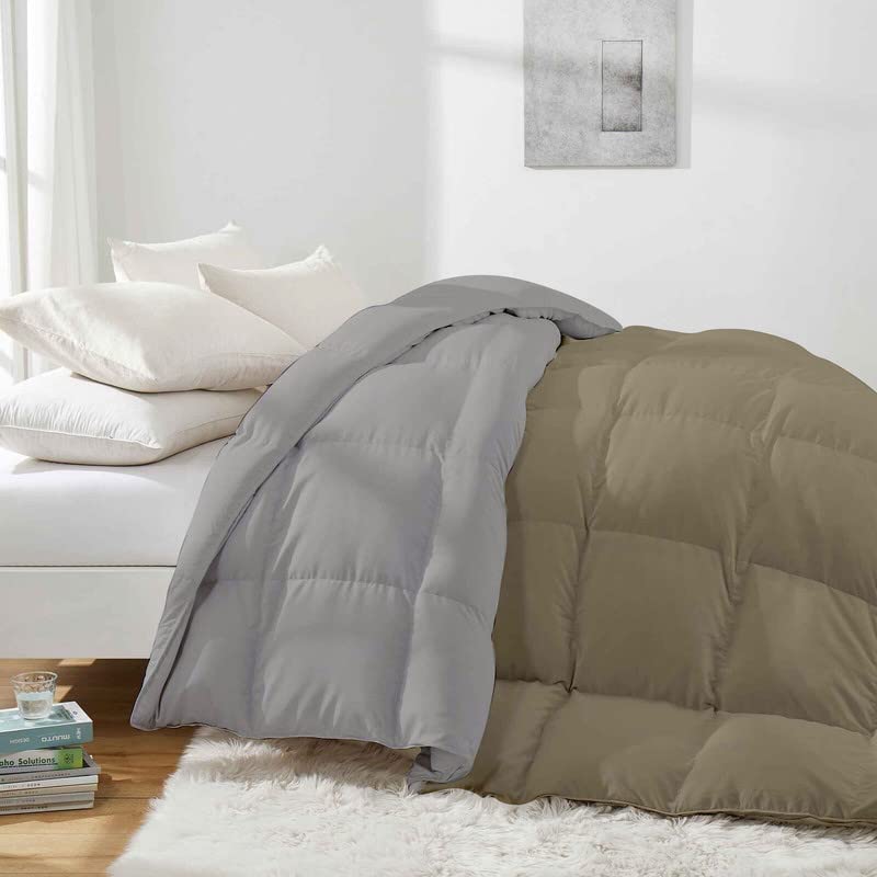 Razzai 500 GSM Winter Comforter Premium Collection Quilted Revesible Comforter (90" x 90" Inches/228cm x 228cm) - Queen Size | Silver/Beige - Image 3
