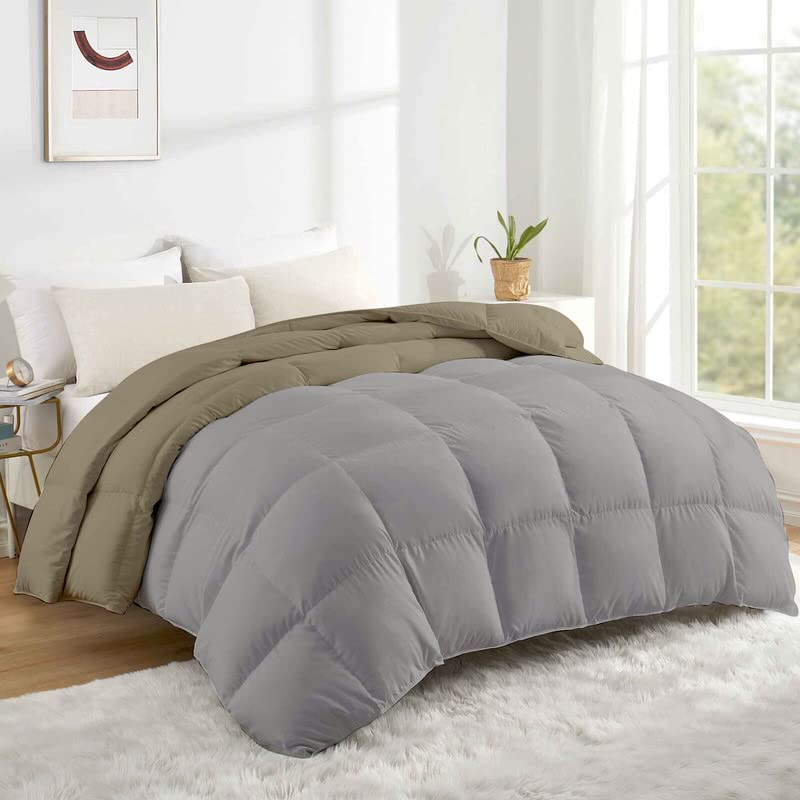 Razzai 500 GSM Winter Comforter Premium Collection Quilted Revesible Comforter (90" x 90" Inches/228cm x 228cm) - Queen Size | Silver/Beige - Image 2