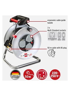 Brennenstuhl Brennenstuhl Garant 50 m steel cable reel, 3-way BS, (rust-proof sheet steel, ergonomic handle), Made in Germany  - Image 2