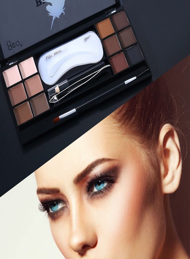 Vtrem 12 Colors Brow Contour Kit Eyebrow Makeup Palette Set, Eyebrow Powder, Eyebrow Pencil, Eyebrow Brush Set Perfect for Shadows and Eye Shadows Christmas Gifts - Image 3