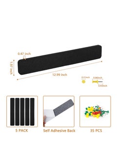 SYOSI 5 Pack Felt Pin Board Bar Strips Bulletin Board for Bedrooms Offices Home Wall Decoration, Notice Board Self Adhesive Cork Board with 50 Push Pins for Paste Notes, Photos, Schedules (Black)  - Image 4