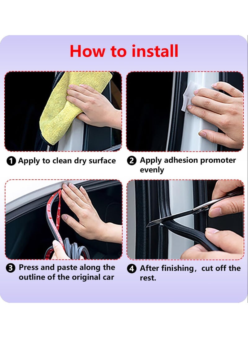 KISSUN Car Door Seal Strip,3 Layer Pyramid Structure Automotive Rubber Weather Stripping Self Adhesive Auto Door Soundproofing Weatherstrip Fit Truck Pickup Rv Trunk Hood Cove (Pyramid 52.49Ft) - Image 5