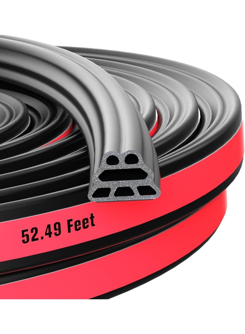 KISSUN Car Door Seal Strip,3 Layer Pyramid Structure Automotive Rubber Weather Stripping Self Adhesive Auto Door Soundproofing Weatherstrip Fit Truck Pickup Rv Trunk Hood Cove (Pyramid 52.49Ft) - Image 1