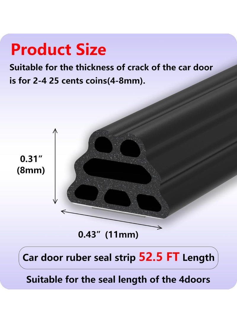 KISSUN Car Door Seal Strip,3 Layer Pyramid Structure Automotive Rubber Weather Stripping Self Adhesive Auto Door Soundproofing Weatherstrip Fit Truck Pickup Rv Trunk Hood Cove (Pyramid 52.49Ft) - Image 3