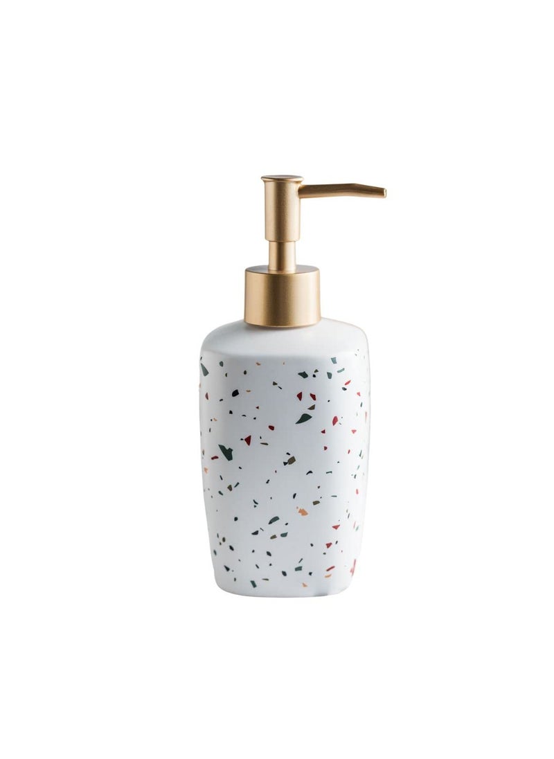 FabSeasons - FabSeasons Ceramic Terrazzo Soap Dispenser for Kitchen/Bathroom, Decorative Tabletop Soap Dispenser, 7 x 17.5 cm - Image 1