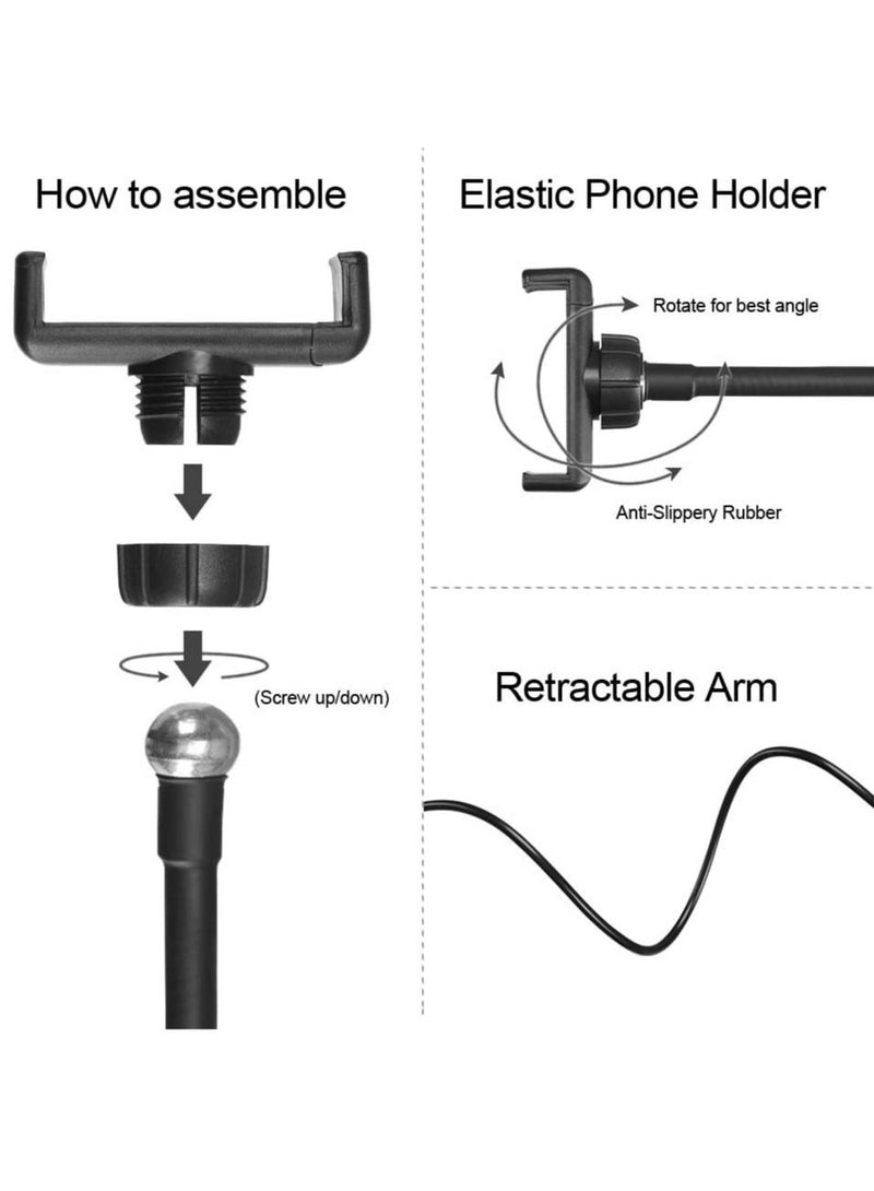 Selfie Ring Light with Cell Phone Holder Stand for Live Stream & Makeup,LED Camera Light with Lazy Bracket for Video/Photography, Desk Lamp for Bedroom, Office, Kitchen, Bathroom - Image 5