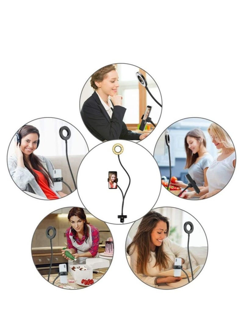 Selfie Ring Light with Cell Phone Holder Stand for Live Stream & Makeup,LED Camera Light with Lazy Bracket for Video/Photography, Desk Lamp for Bedroom, Office, Kitchen, Bathroom - Image 3