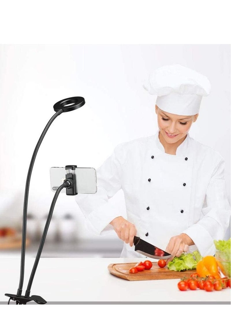 Selfie Ring Light with Cell Phone Holder Stand for Live Stream & Makeup,LED Camera Light with Lazy Bracket for Video/Photography, Desk Lamp for Bedroom, Office, Kitchen, Bathroom - Image 2