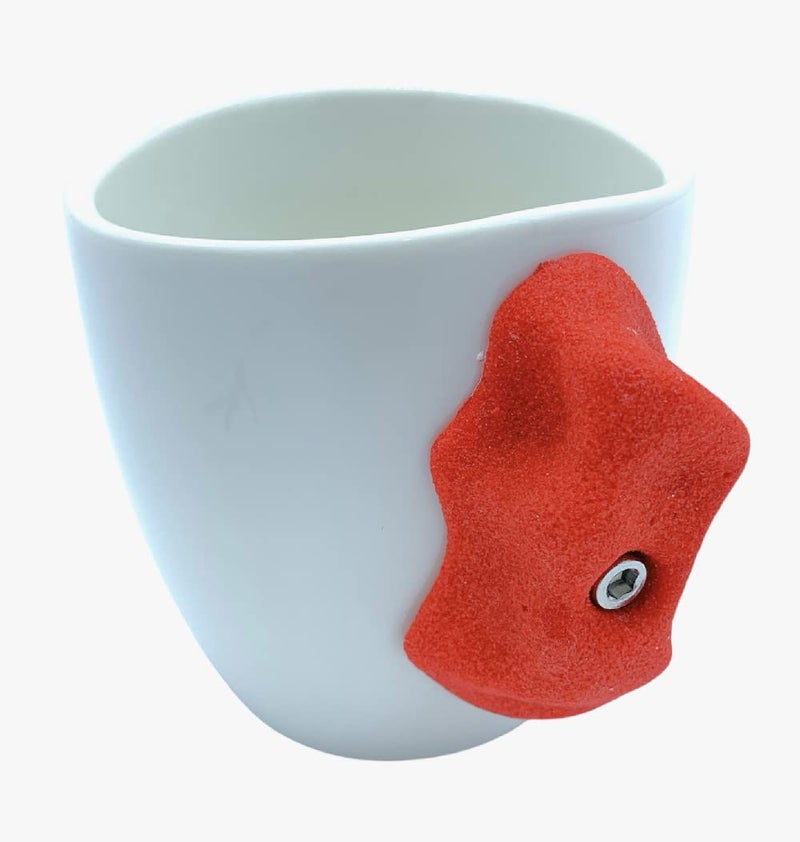 Dubbs Hardware ROCK CLIMBING MUG  Ergonomic pinch grip design for climbers unique bouldering gift and climbing cup for indoor training durable climber mug for grip strength enthusiasts  Red