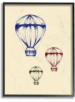 Stupell Industries Home Décor Graphic Hot Air Balloon Blue Red Green Framed Giclee Texturized Art, 11 x 1.5 x 14, Proudly Made in USA  - Image 1