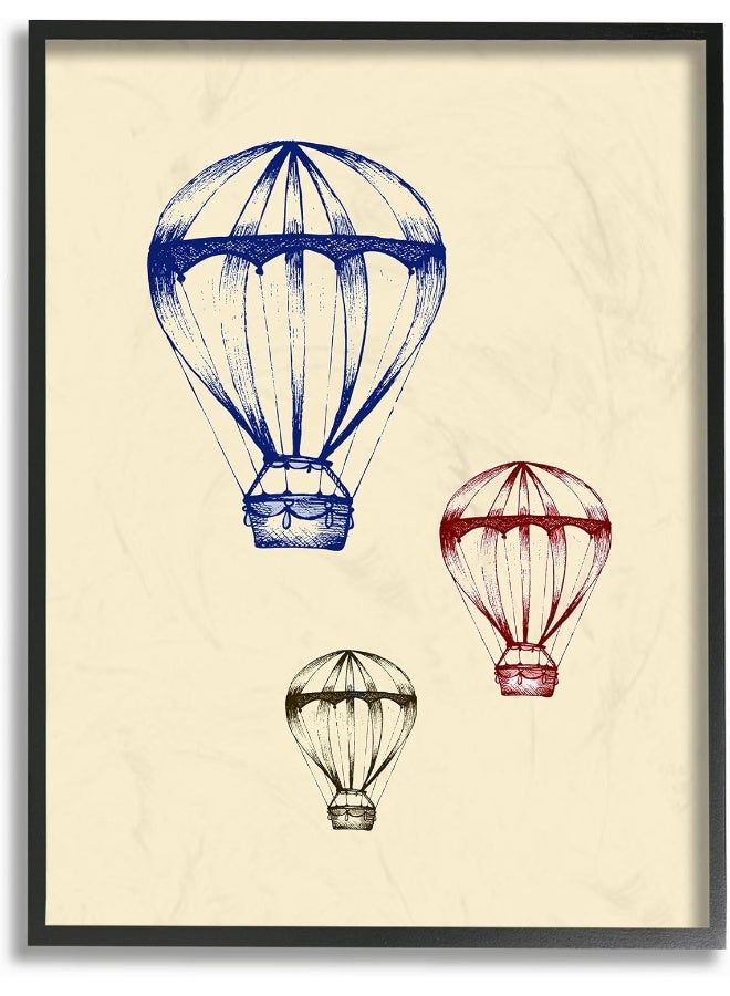 Stupell Industries Home Décor Graphic Hot Air Balloon Blue Red Green Framed Giclee Texturized Art, 11 x 1.5 x 14, Proudly Made in USA  - Image 1