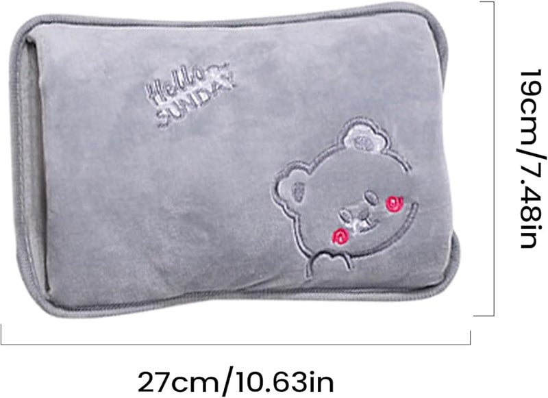 Gray Electric Hot Water Bottle Leakproof Rechargeable Warmer For Menstrual Cramps Muscle Neck Tension - Image 4