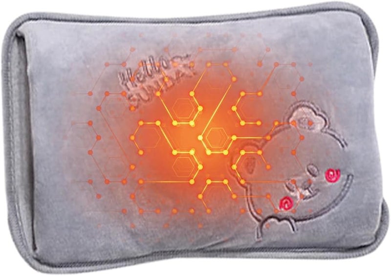 Gray Electric Hot Water Bottle Leakproof Rechargeable Warmer For Menstrual Cramps Muscle Neck Tension - Image 2