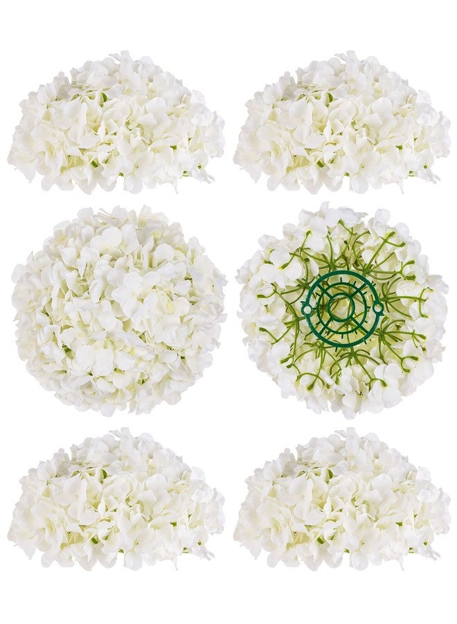 BLOSMON Hydrangea Artificial Flowers Wedding Decoration Pack of 6 White & Pink Fake Flowers Silk Flowers for Centrepiece Table Decoration Flower Ball Bouquet Artificial Arrangements Home Celebration - Image 1