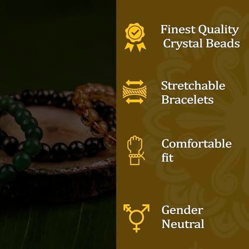 GEMSMANTRA Pyrite, Green Aventurine & Citrine Combo Crystal Bracelet | Lab Certified 8mm Round Cut Beads | Unisex Healing Bracelet for Men & Women | Boosts Abundance, Confidence & Luck - Image 5