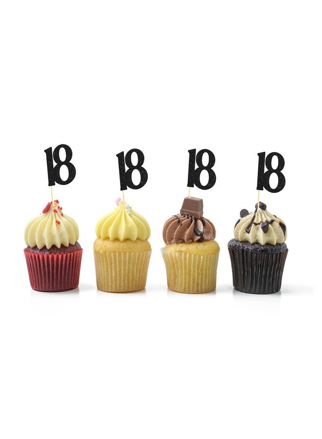 Sotpot 30 Pack Happy 18th Cupcake Toppers 18 Birthday Cake Decorations for 18th Birthday Wedding Anniversary Party Supplies Black Glitter - Image 4