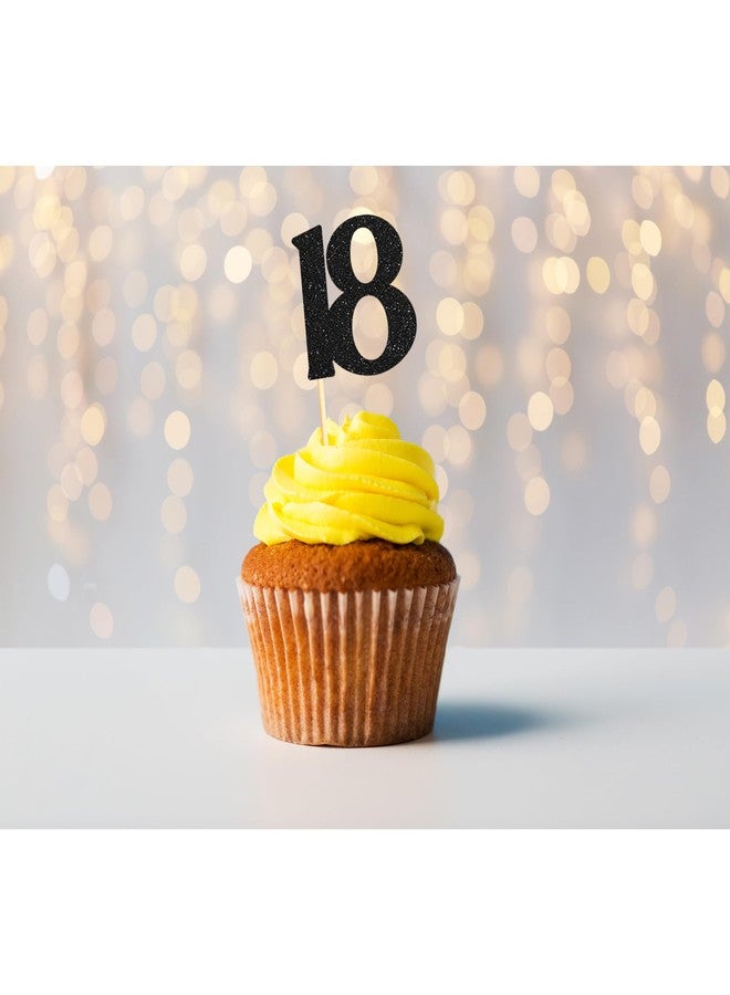 Sotpot 30 Pack Happy 18th Cupcake Toppers 18 Birthday Cake Decorations for 18th Birthday Wedding Anniversary Party Supplies Black Glitter - Image 5