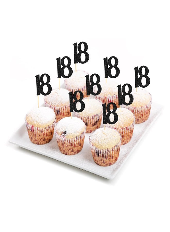 Sotpot 30 Pack Happy 18th Cupcake Toppers 18 Birthday Cake Decorations for 18th Birthday Wedding Anniversary Party Supplies Black Glitter - Image 3