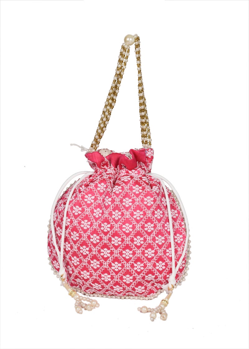 SuneshCreation Ethnic Potli Handbag, Pink, Free Size for Women - Image 1