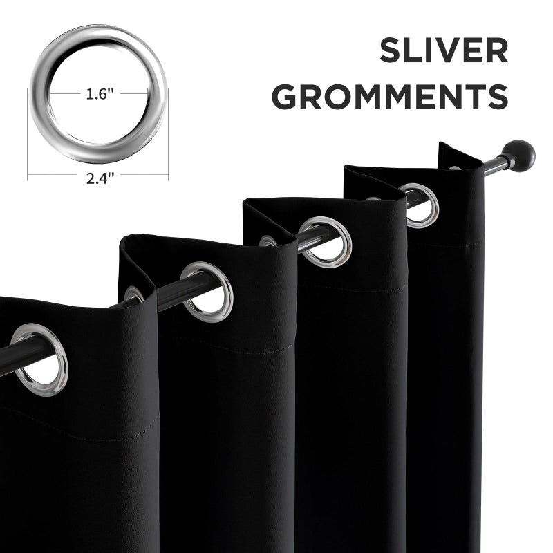 CUCRAF Black Blackout Curtains 72 Inches Long, Thermal Insulated Noise Reducing Grommet Window Drapes for Bedroom & Living Room(52x72 Inch, 2 Panels) - Image 2