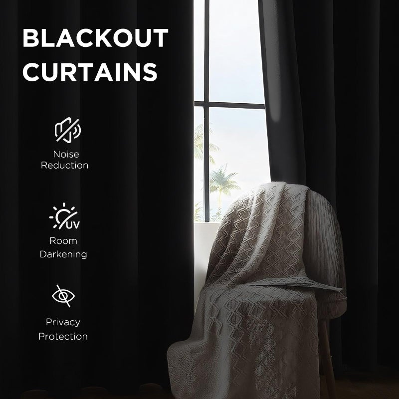 CUCRAF Black Blackout Curtains 72 Inches Long, Thermal Insulated Noise Reducing Grommet Window Drapes for Bedroom & Living Room(52x72 Inch, 2 Panels) - Image 3